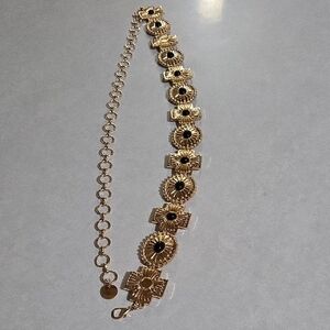 Vintage Bohemian HEIDI DAUS Signed HD-6734 JHD6918 Chain Belt With Black Stones